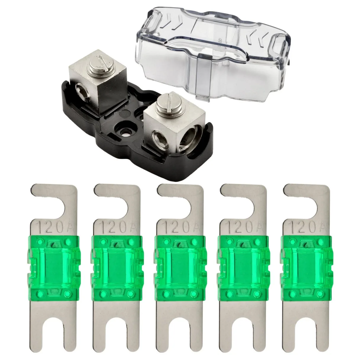 The Wires Zone The Wires Zone MANLFH-48 Mini ANL Fuse Holder 4-8 Gauge 120A 5 Pack — product photo
