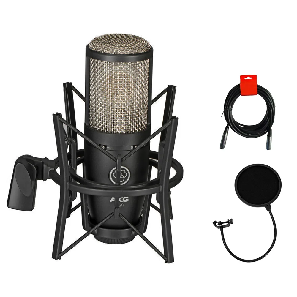 AKG ACOUSTICS AKG Acoustics Project Studio P220 Condenser Microphone Bundle with Pop Filter, XLR Cable, Shockmount and Case — product photo