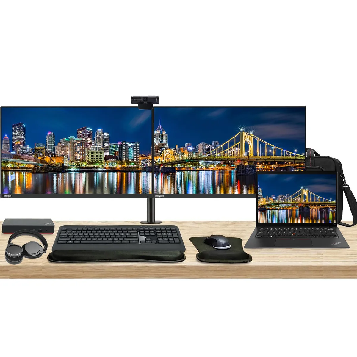 Lenovo Lenovo ThinkPad T14 Gen 4 Touchscreen 14" Ryzen 5 16GB 512GB Dual 24" Monitors Dock Bundle — product photo