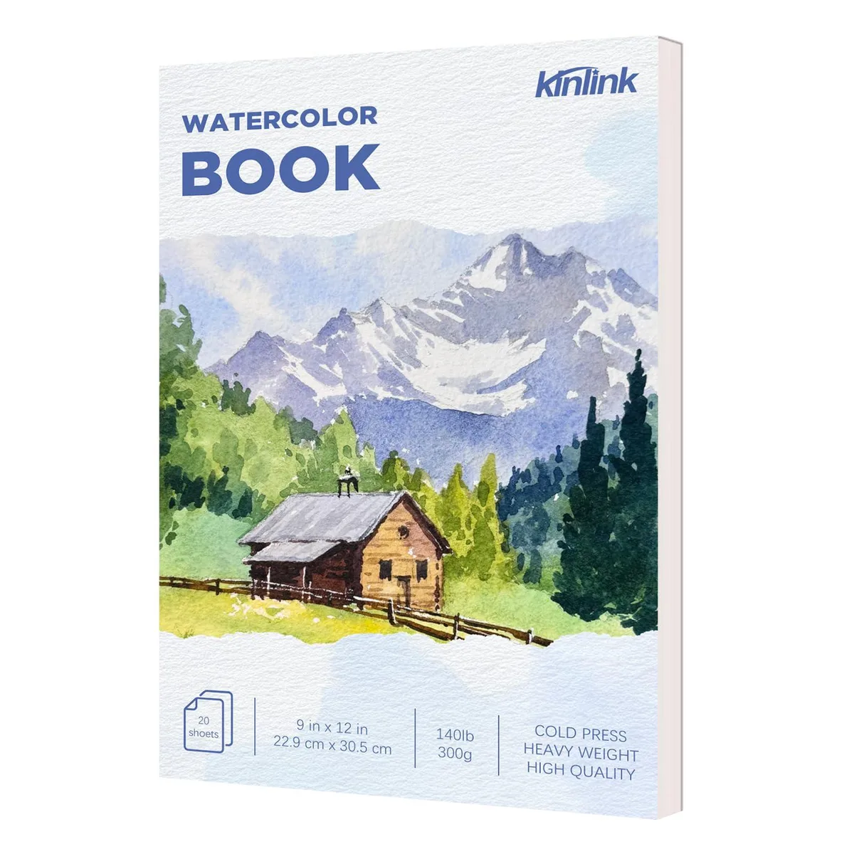  KINLINK WPB9x12-1 drawing pad 9x12 140lb 300gsm 20 sheets cotton cold press — product photo