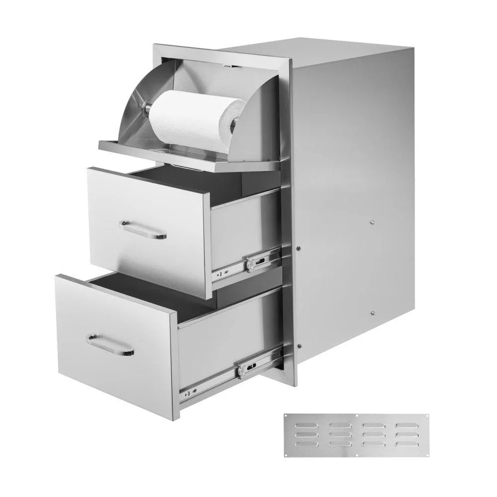 VEVOR VEVOR Outdoor Kitchen Drawers 16.5"W 29"H 20.5"D Triple Access Stainless Steel Flush Mount — product photo