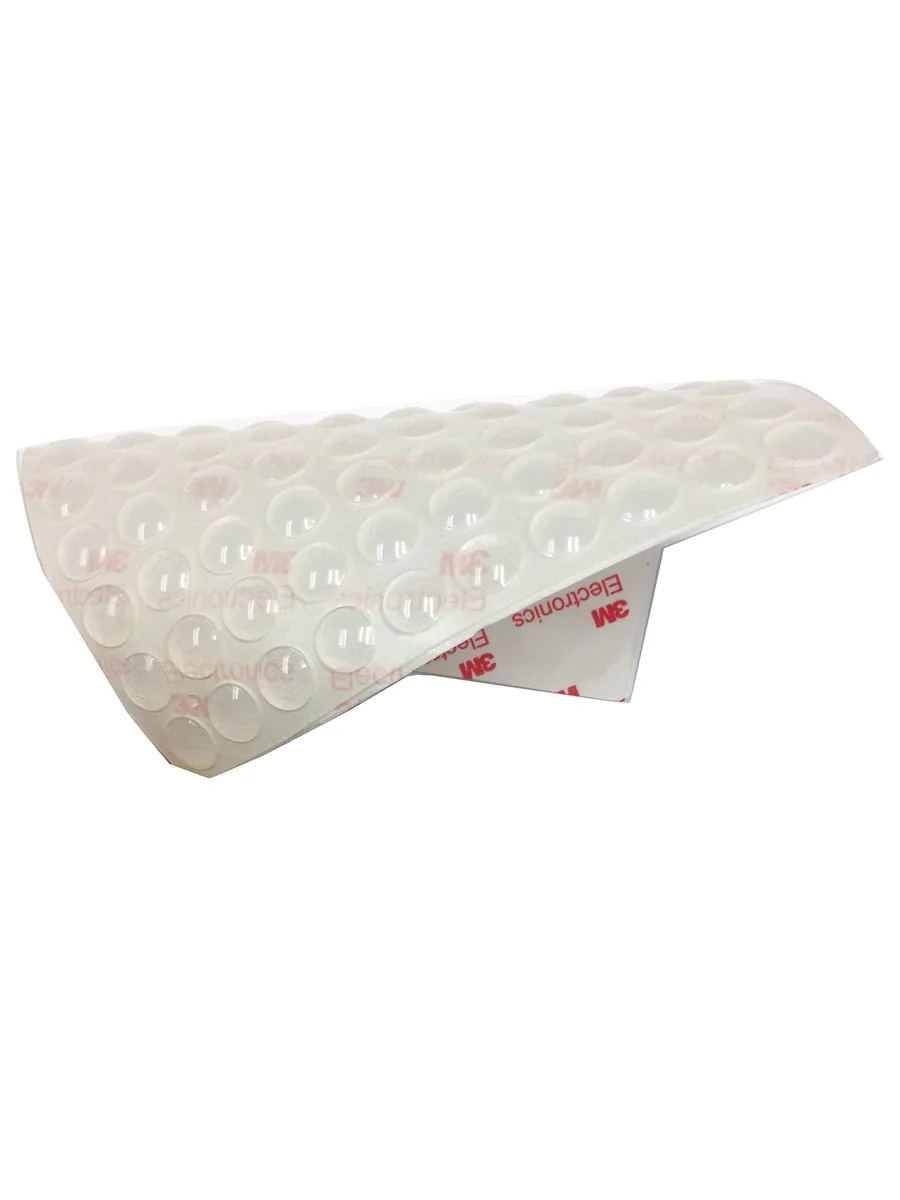 Clear round silicone bumpers, 100 pieces, .4 inch diameter, .16 inch high, adhesive backing