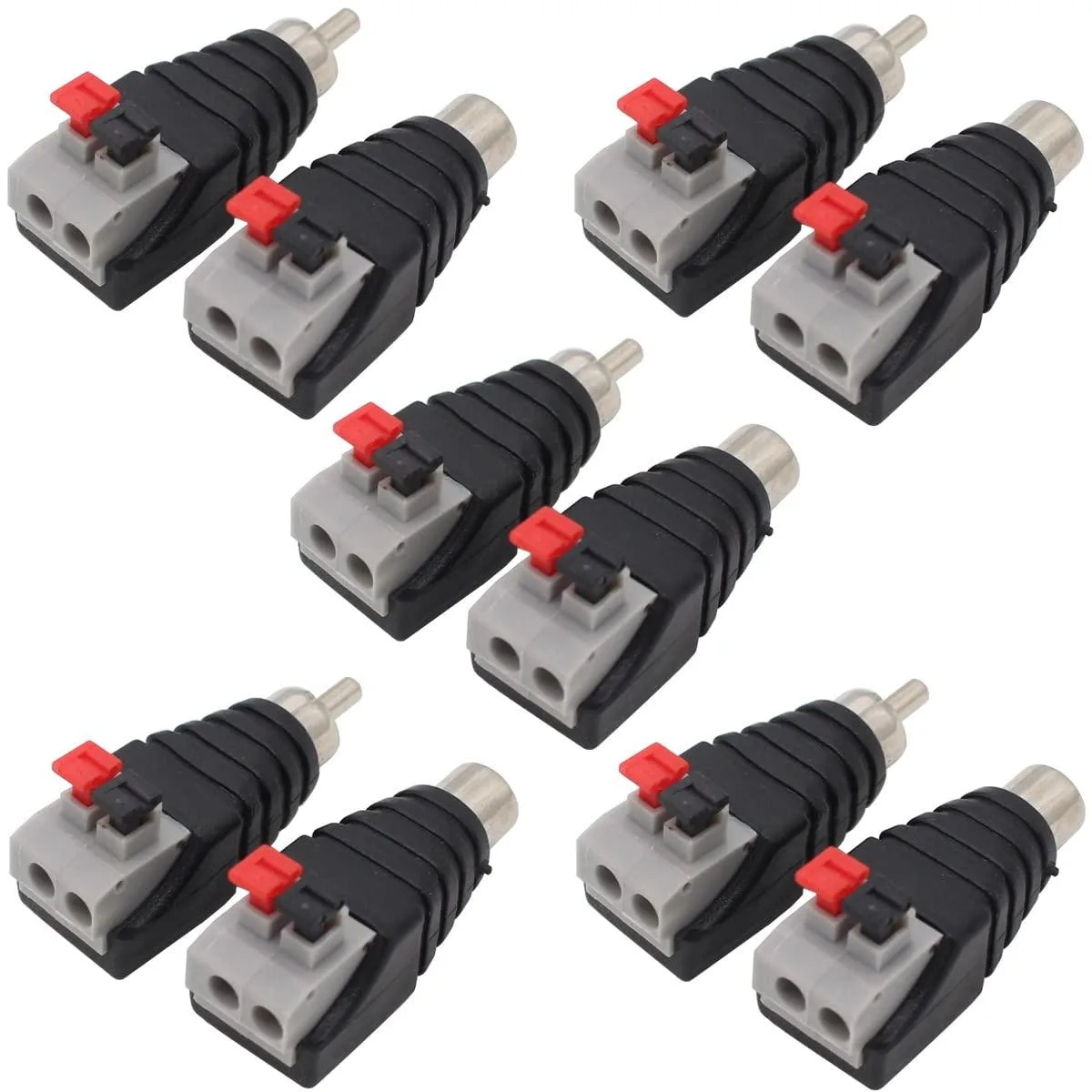 Boxwave Boxwave RCA speaker-wire adapter 10-pack 5 male 5 female 14awg — product photo
