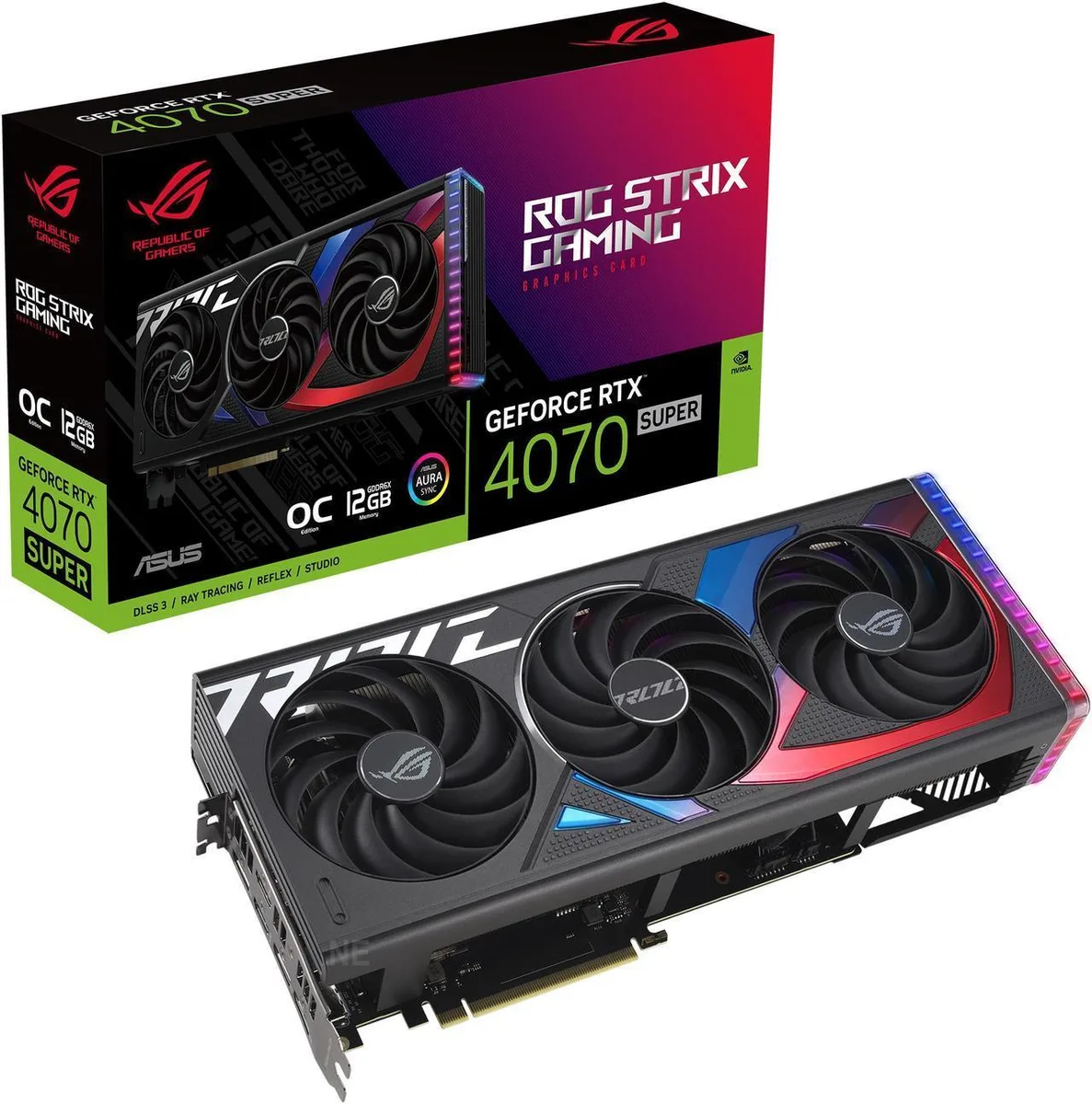 ASUS ASUS ROG Strix GeForce RTX 4070 SUPER OC Edition graphics card — product photo
