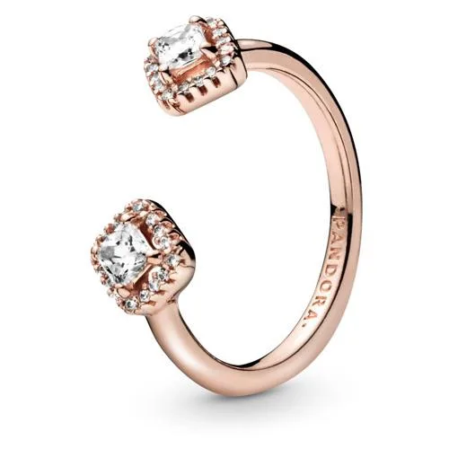 PANDORA PANDORA Square Sparkle Open Ring 14ct Rose Gold Size 54 — product photo