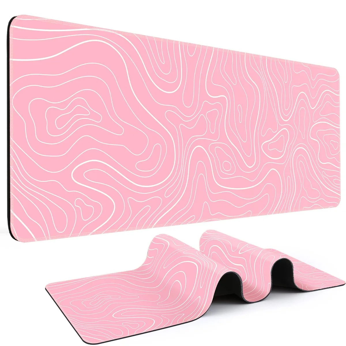KEHIPI KEHIPI Mouse Pad 31.5 x 11.8in Pink Topographic — product photo