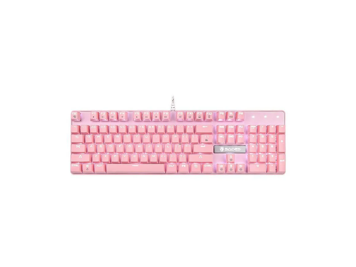 Corn Electronics Corn Electronics Gaming Keyboard Pink Blue Switch 104 Keys USB Wired — product photo