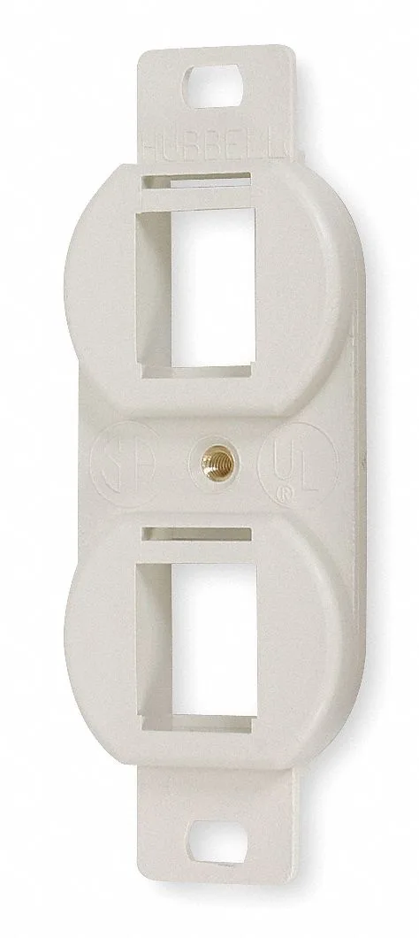 Office White duplex outlet frame with two flush keystone ports