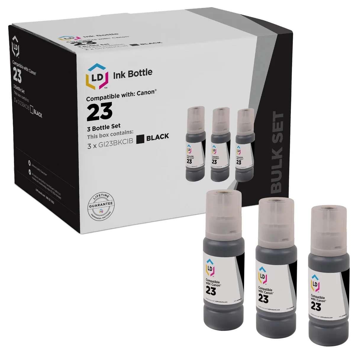 LD Products LD Products Canon GI-23 Black Ink Bottle 3-Pack 60ml for Pixma G520 G620 — product photo