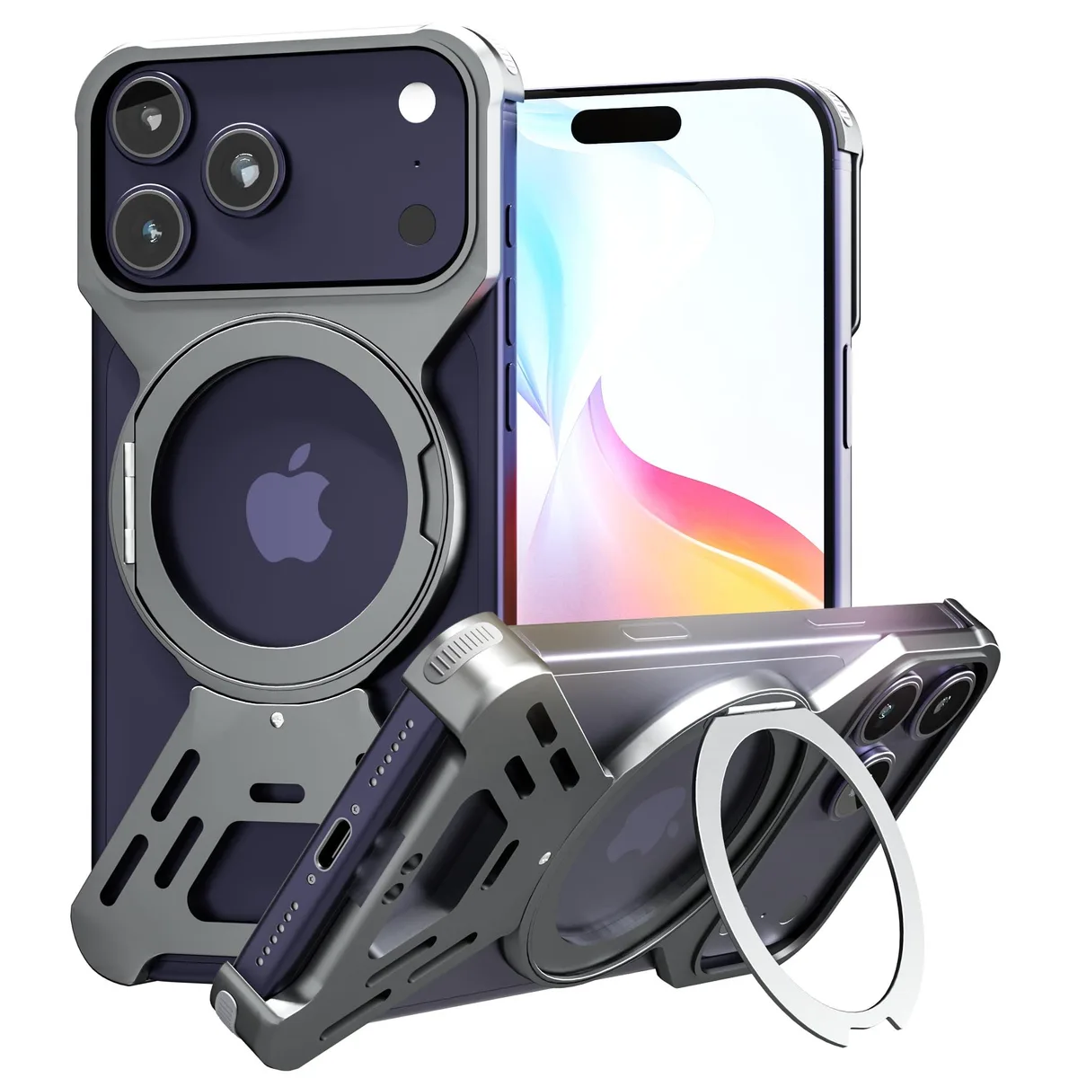  AUREXIONICS iPhone 17 Pro Max Case Black 360° Stand 1.7 — product photo