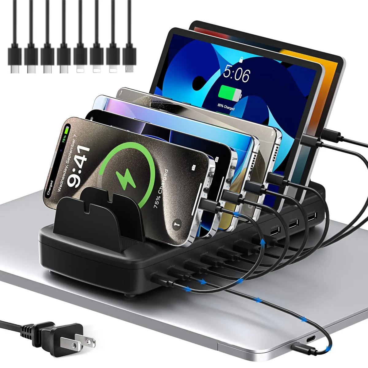  COTOP HS-5A5C 10-port USB charger 510W black — product photo
