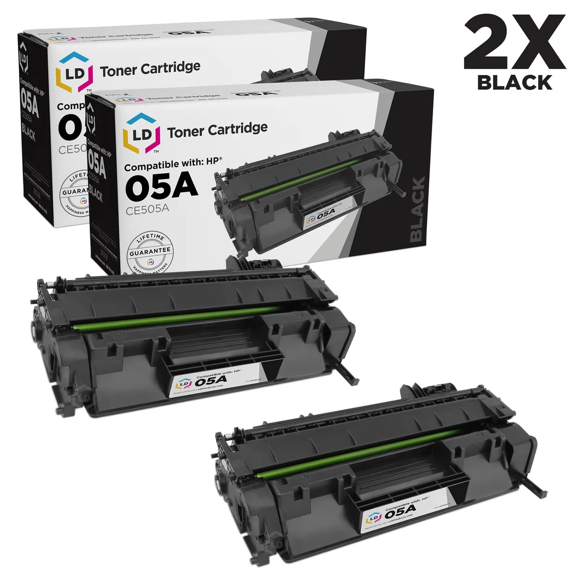 LD Products LD Products CE505A (HP 05A) Black Toner Cartridges 2-Pack — product photo