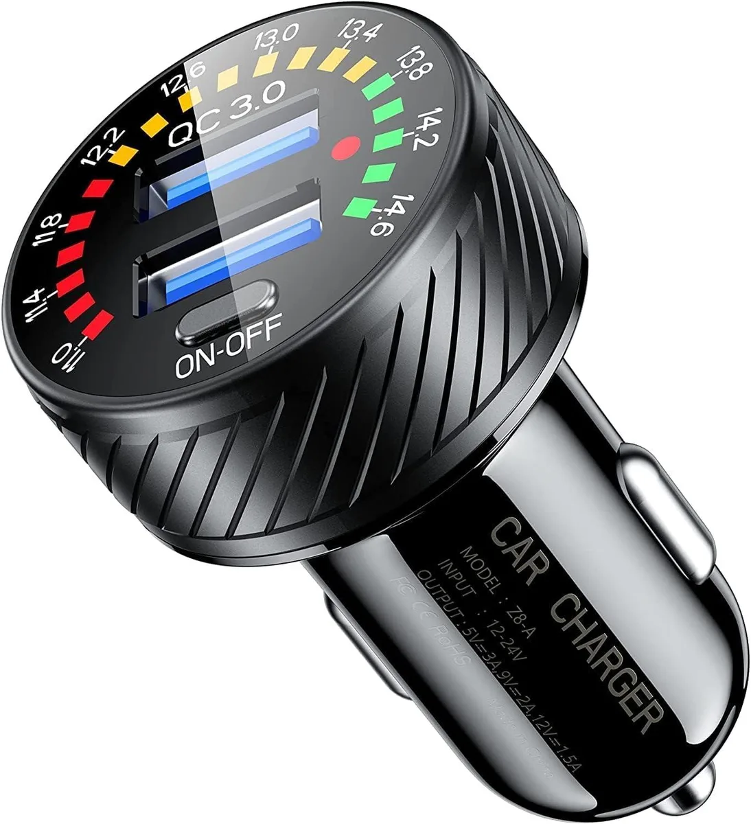 Leelbox Leelbox 36W Dual USB Car Charger with Voltmeter &amp; Switch — product photo