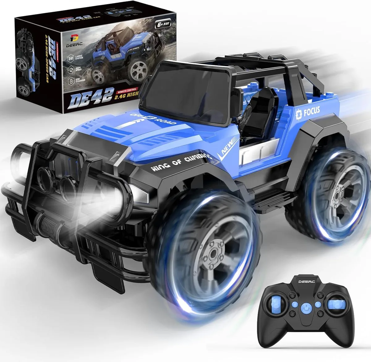 usbroway usbroway DE42 RC Car 1:18 Scale 80 Min 2.4GHz Blue — product photo
