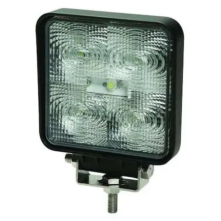Square LED flood light, black housing, bolt mount, pigtail lead