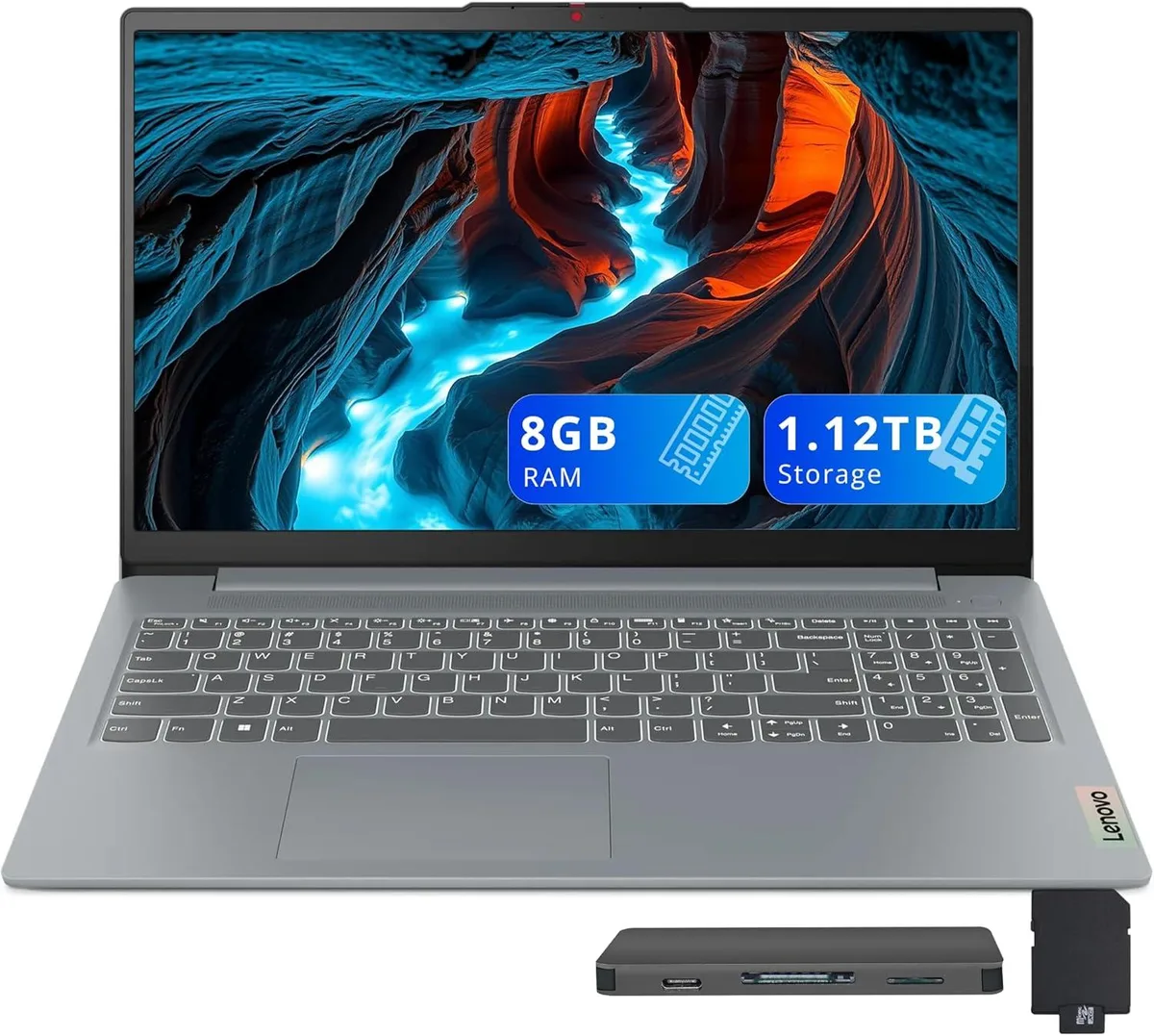 Lenovo Lenovo IdeaPad Slim 3i 15.6" FHD business laptop Core i3-N305 8GB LPDDR5 128GB UFS+1TB dock Arctic Grey — product photo