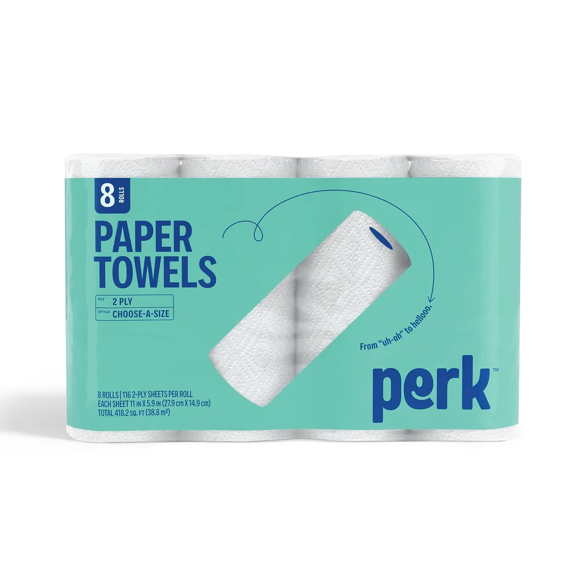  Perk PK55113 Paper Towels 2-Ply 116 Sheets/Roll 8 Rolls 928 Sheets — product photo
