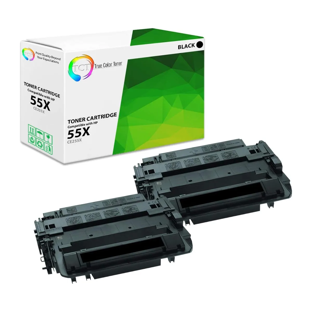 True Color Toner True Color Toner 55X CE255X Black Toner Cartridge 2 Pack 12500 Pages — product photo
