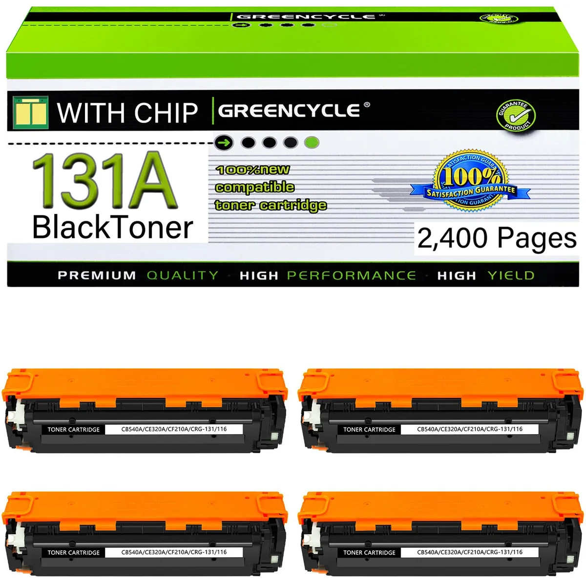 GREENCYCLE GREENCYCLE 131A CF210A Black Compatible Toner Cartridge 4 Pack — product photo