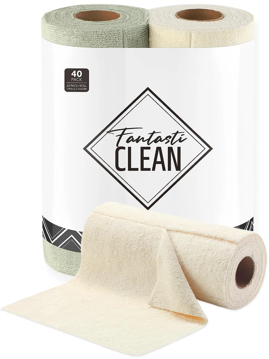  3M SLJ10102003 Microfiber Cleaning Cloths 40 Count Beige MossGreen — product photo