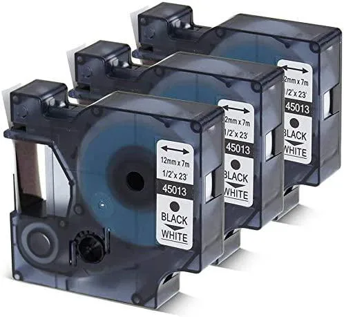 NShi NShi D1 Label Tape 12mm x 7m Black on White 3 Pack 3d printers accessory — product photo