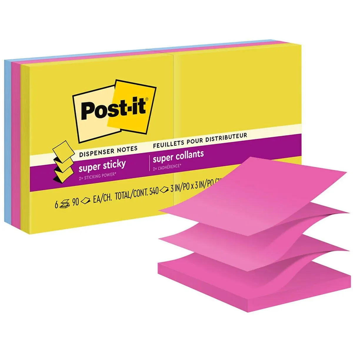 3M 3M R330-6SSJOY Sticky Notes 3" x 3" 90 Sheet 6 Pack Summer Joy — product photo