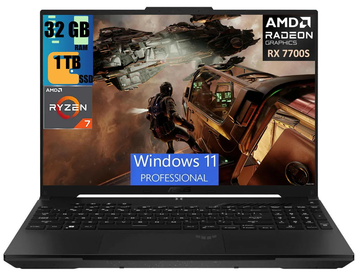 ASUS ASUS TUF A16 gaming laptop 16" 165Hz Ryzen 7 7735HS RX7600S 32GB 1TB — product photo