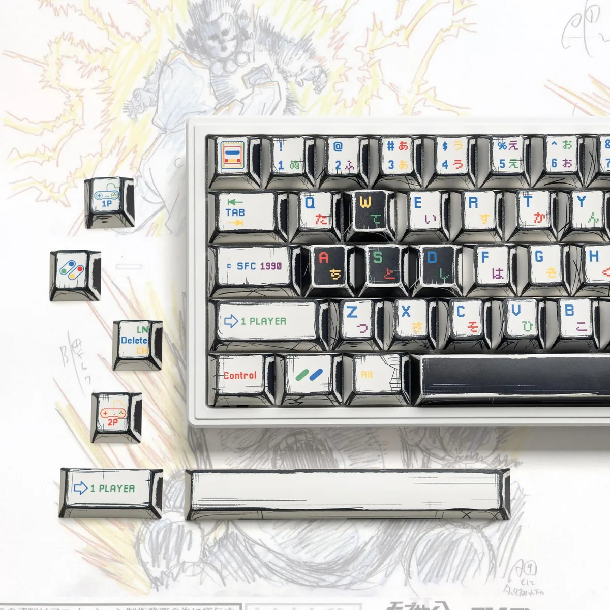 Womier Womier Retro Anime PBT Keycaps 141-Key Set White — product photo