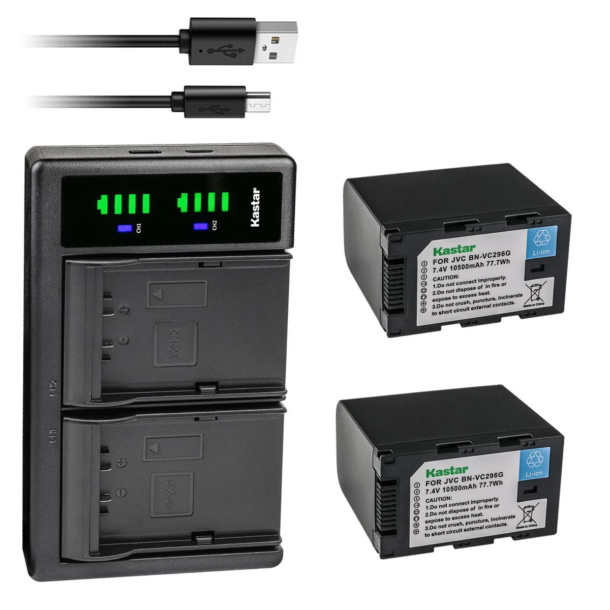 Kastar Kastar BN-VC296G 2-Pack Battery &amp; LTD2 USB Charger 77.7Wh 10500mAh — product photo