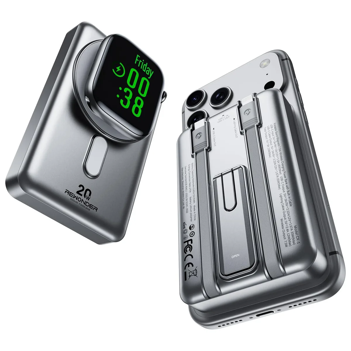 ViewSonic ViewSonic CX-2 Grey 10000mAh Magnetic Power Bank — product photo