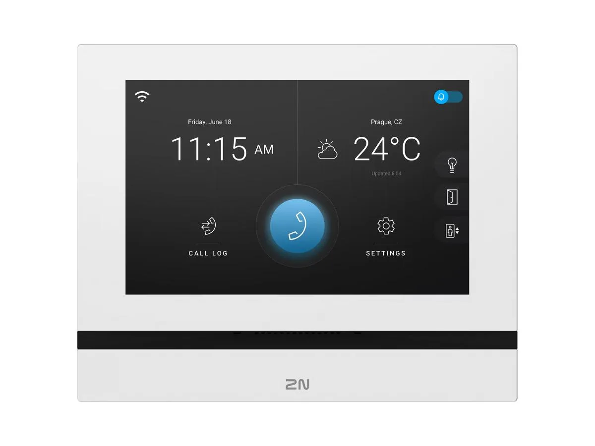 White rectangular touchscreen panel with tempered glass surface