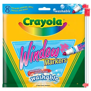 Box of eight Crayola washable window markers with conical tips