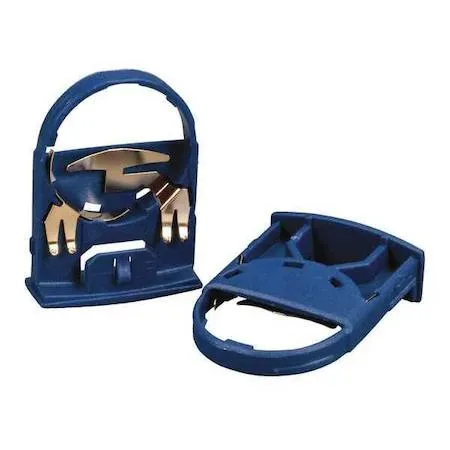 Two blue plastic battery holders for Speedglas 9100 welding helmet