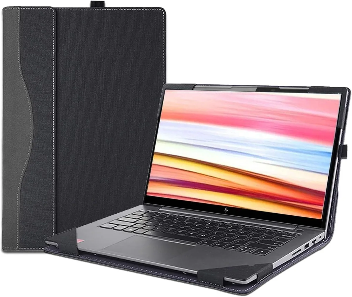 BONAEVER BONAEVER 16 inch laptop case grey PU leather magnetic 2 in 1 pencil holder — product photo