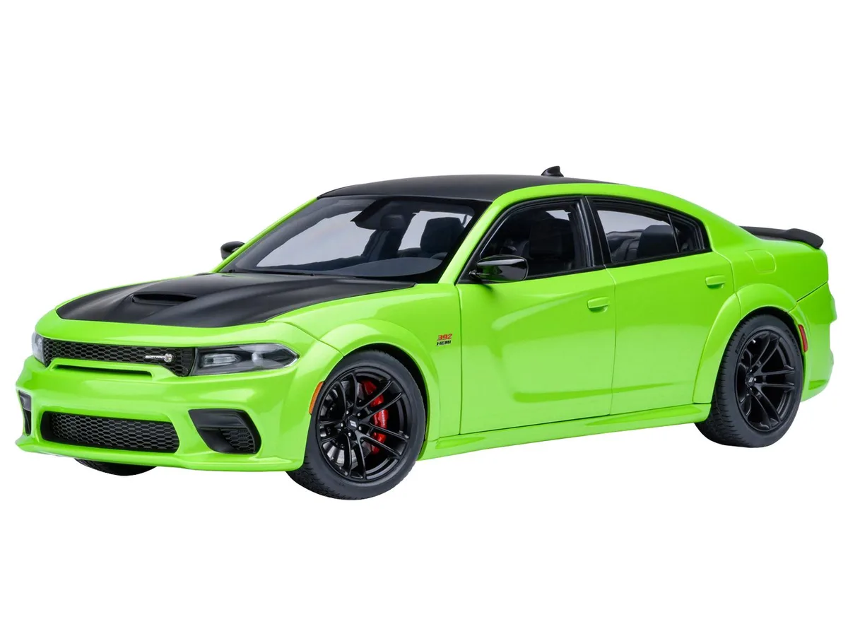 Autoart Autoart Dodge Charger Scat Pack Widebody Sublime Green Matt Black Hood Top 1/18 Hobby Collectible — product photo