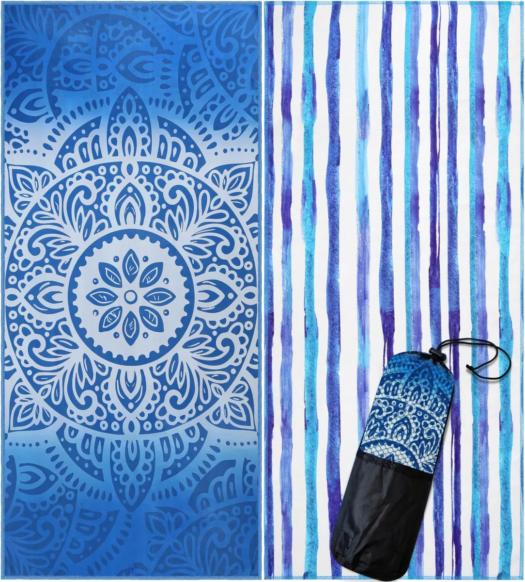 Thin microfiber bath towel in Pacific Bloom solid colour, 32 by 71 inches