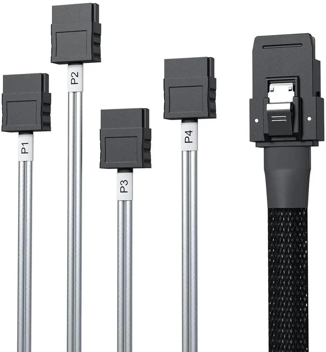 SMUGDESK SMUGDESK SFF-8087 Mini SAS to 4 SATA Breakout Cable .5m 1.6ft 6Gbps — product photo