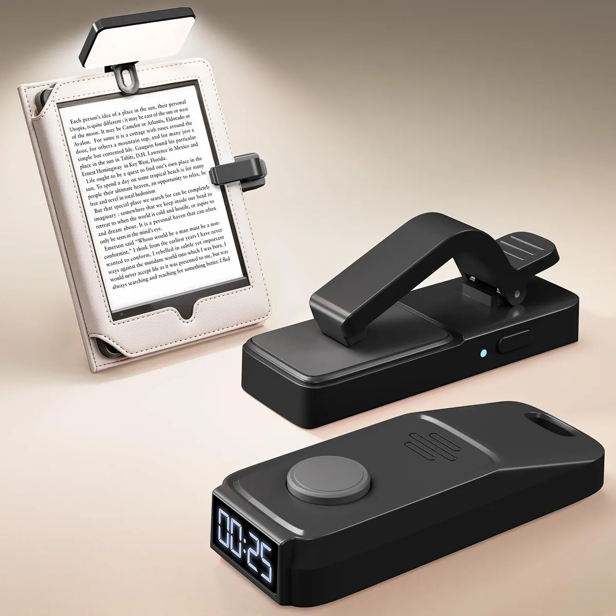 HJGGJH FYQ-K3 Page Turner with Reading Time Tracker and Book Light Black — product photo