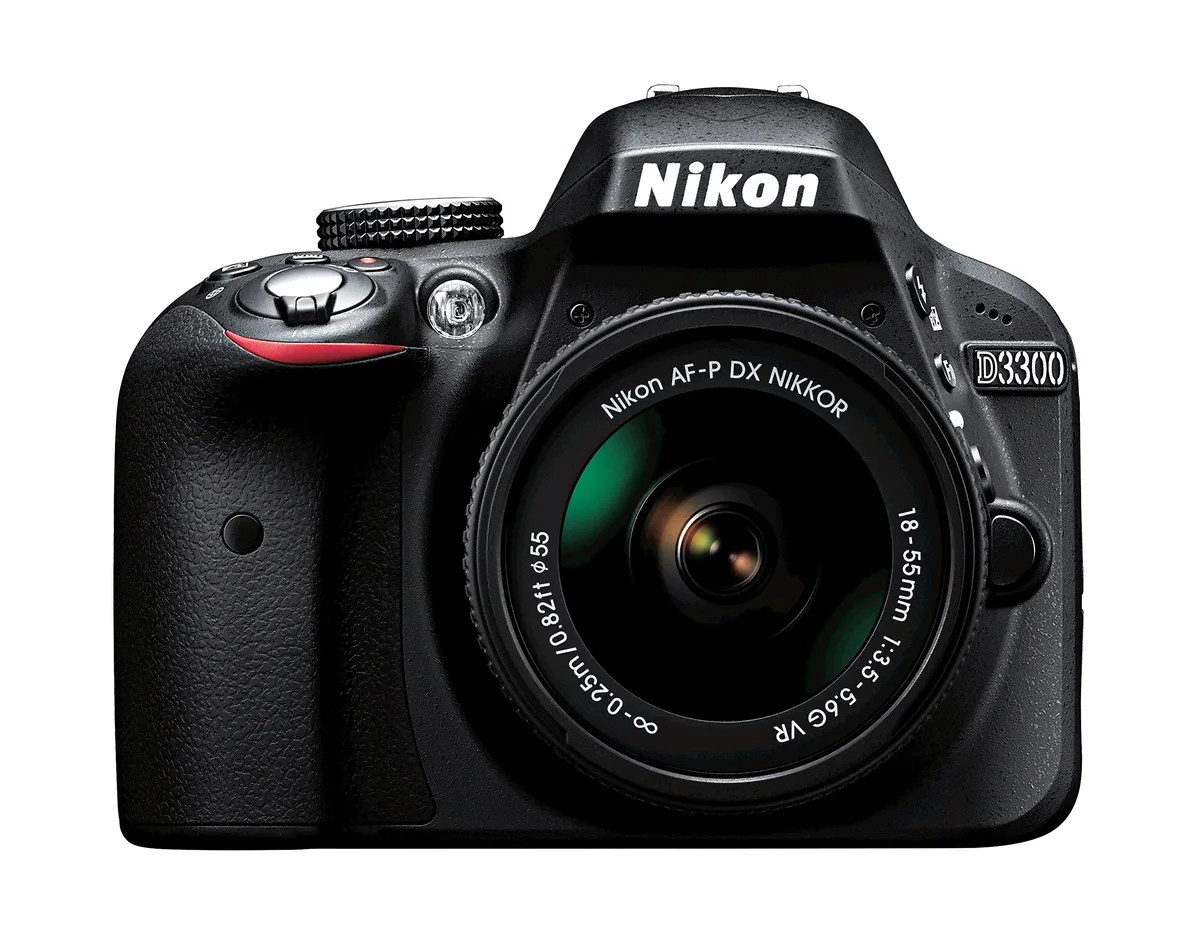 Nikon Inc Nikon D3300 24.2 MP DSLR camera with AF-P DX 18-55mm VR lens Black — product photo