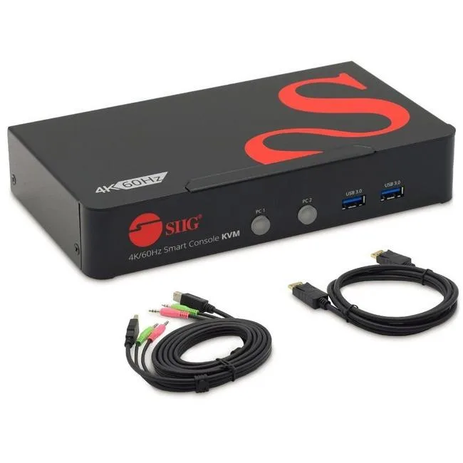 SIIG, Inc SIIG, Inc CE-DP0F11-S1 2-Port DisplayPort 1.2 4K 60Hz KVM Switch with USB 3.0 — product photo