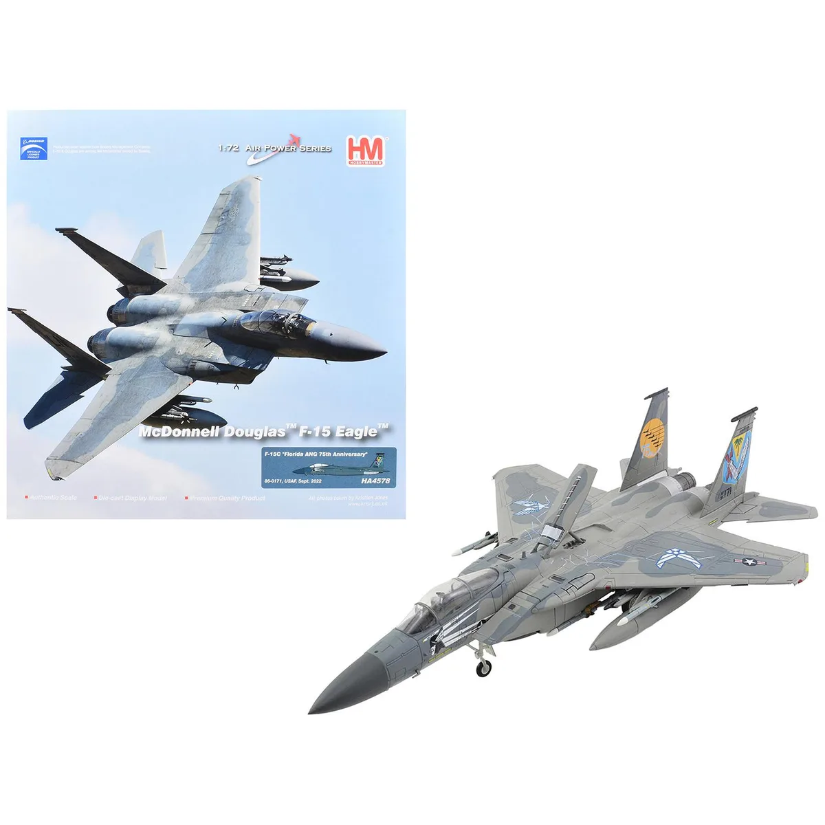 Hobby Master Hobby Master F-15C Eagle 1/72 "Florida ANG 75th" Diecast Model — product photo