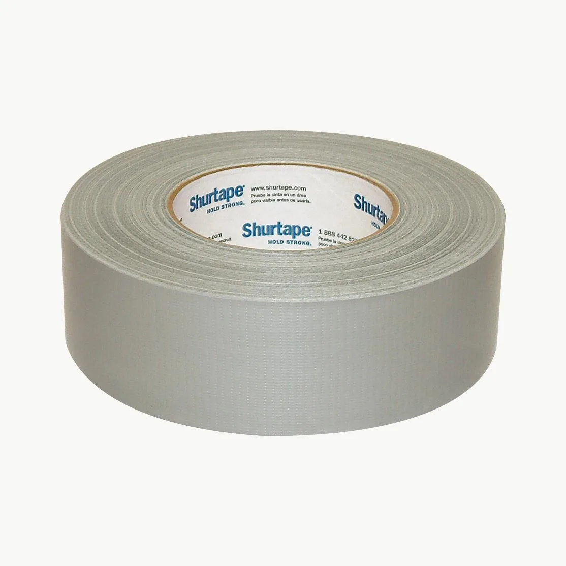 Silver duct tape roll on 3 inch core, matte cloth backing, 2 inch width
