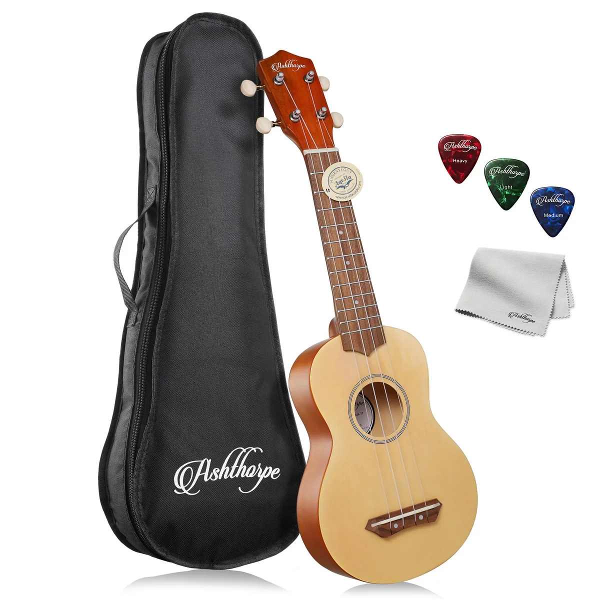 Ashthorpe Ashthorpe Soprano Ukulele Two-Tone 21-inch 4 String Bundle — product photo