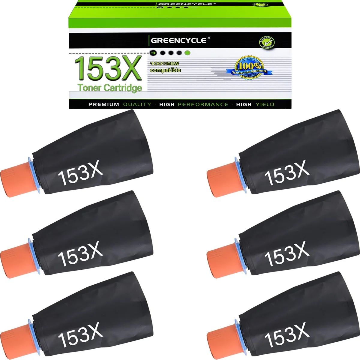 GREENCYCLE GREENCYCLE 153X Compatible Black Toner Reload Kit 6 Pack — product photo