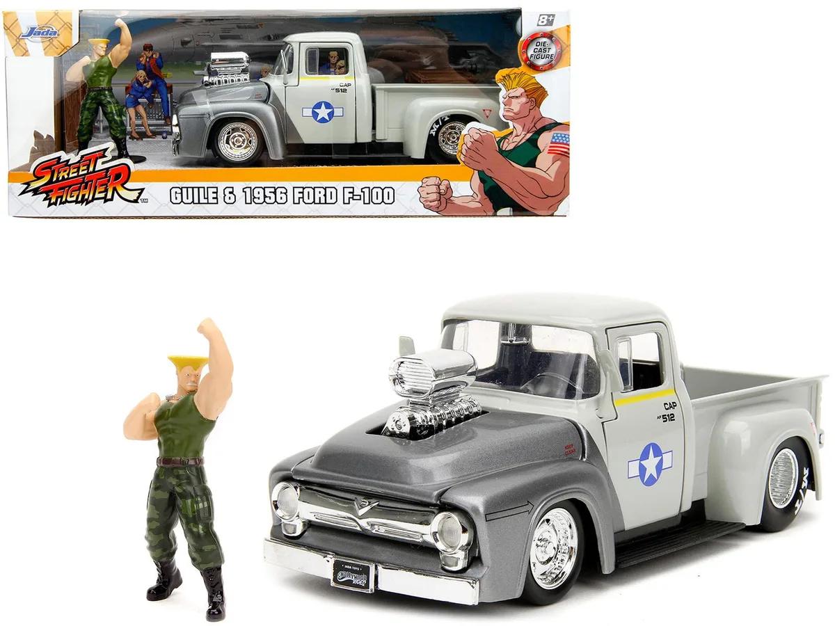 Jada Jada 1956 Ford F-100 Pickup Tan &amp; Gray with Guile 1/24 Diecast — product photo