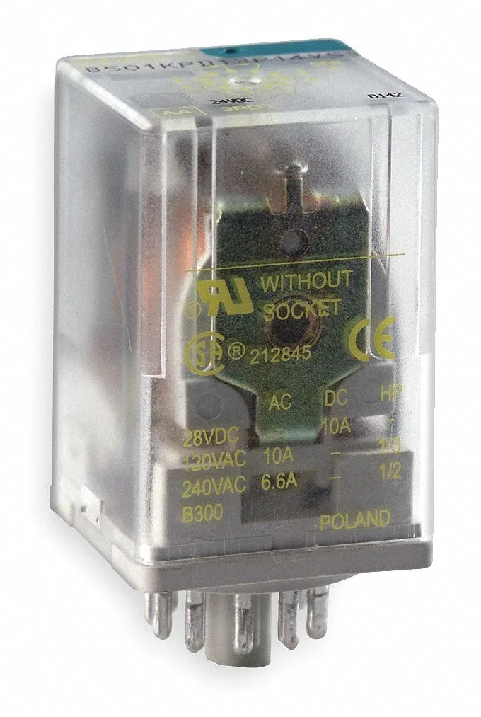 Square D 11-pin 24V DC relay socket, octal base, enclosed grey body