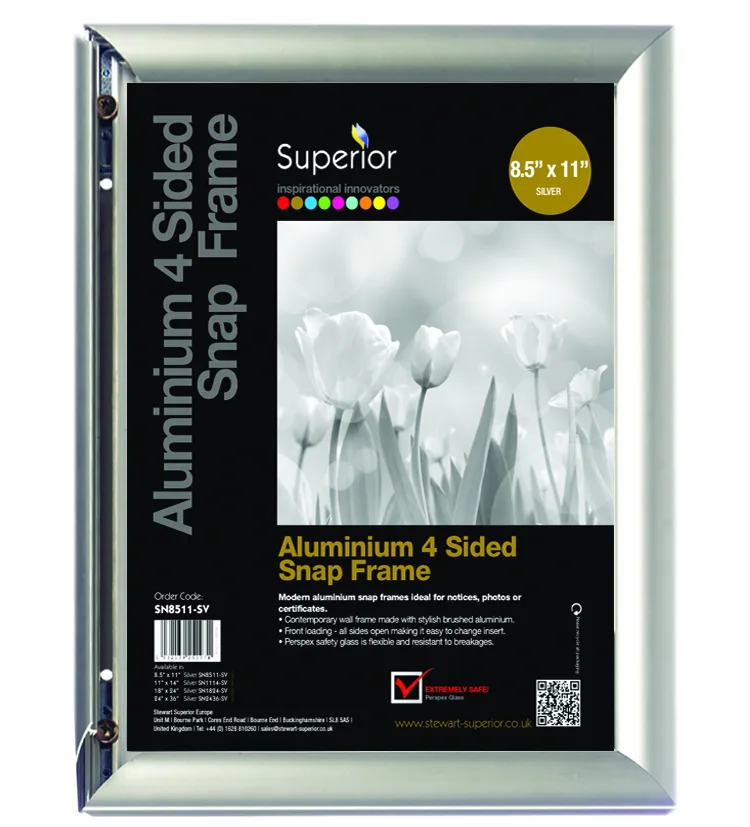 Silver snap frame 8.5 by 11 inches, thin profile