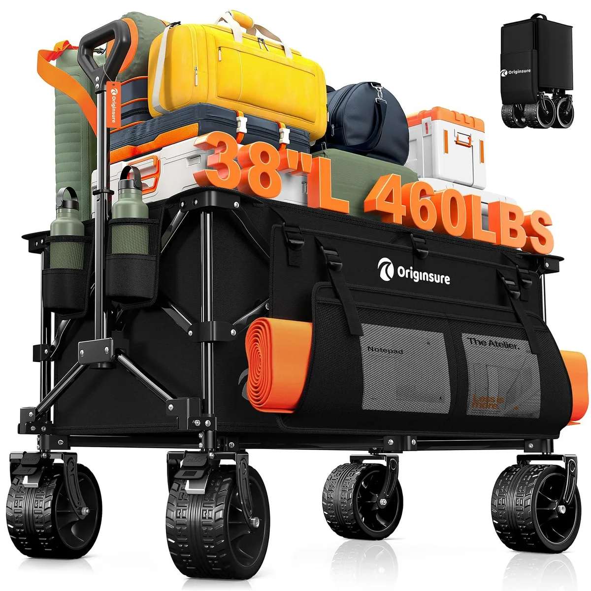 Originsure 220L Collapsible Wagon Cart Black 330lbs — product photo