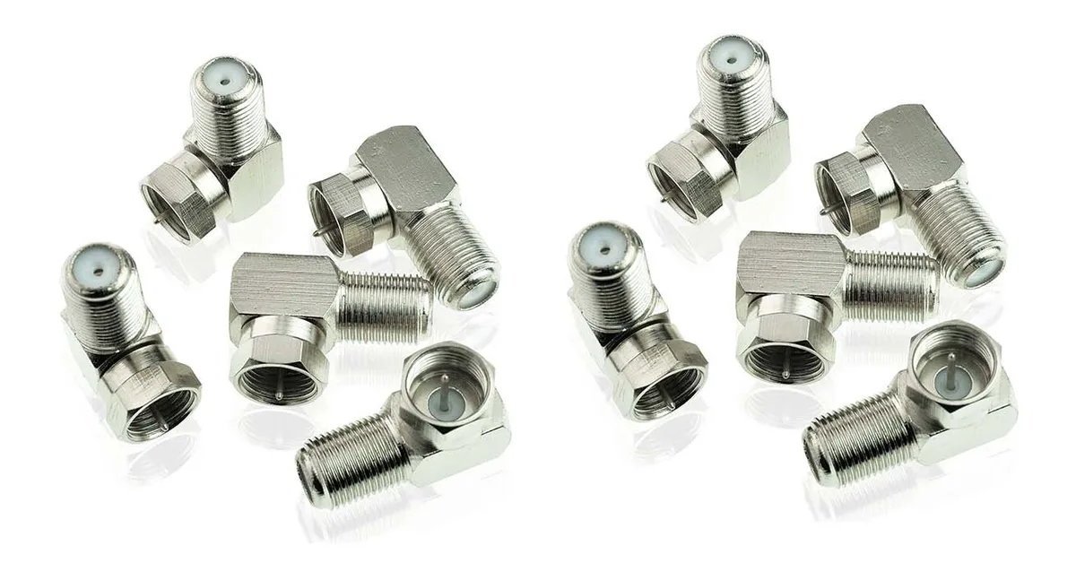 iMBAPrice iMBAPrice F-Type Right Angle Coaxial Adapter 90° Female to Male Pack of 10 — product photo