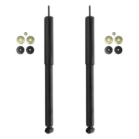Two silver gas-charged rear shock absorbers in a kit